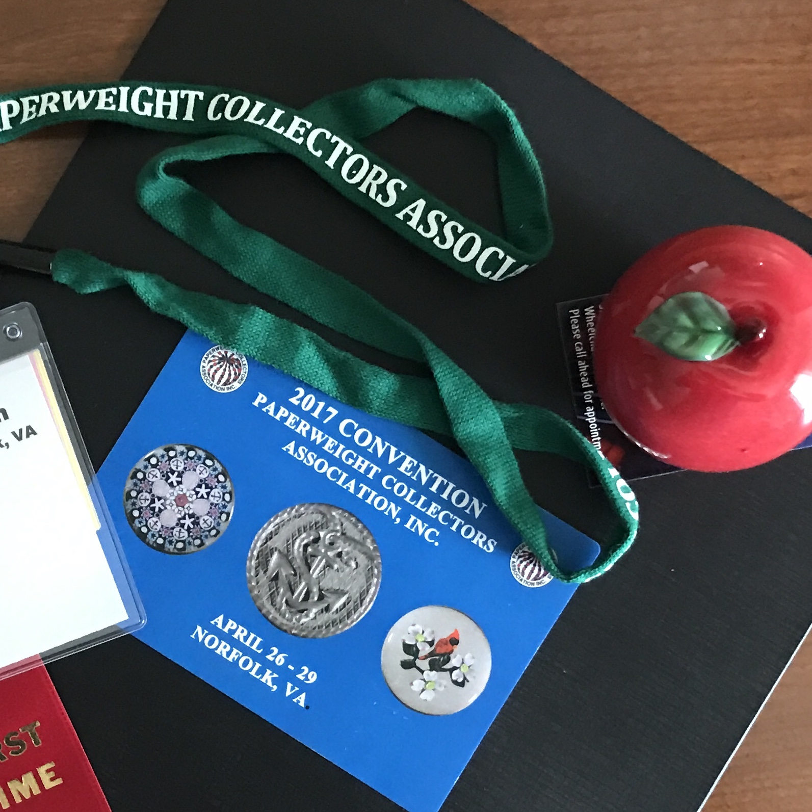 2017 Norfolk Convention Badge, Apple Paperweight and Folder