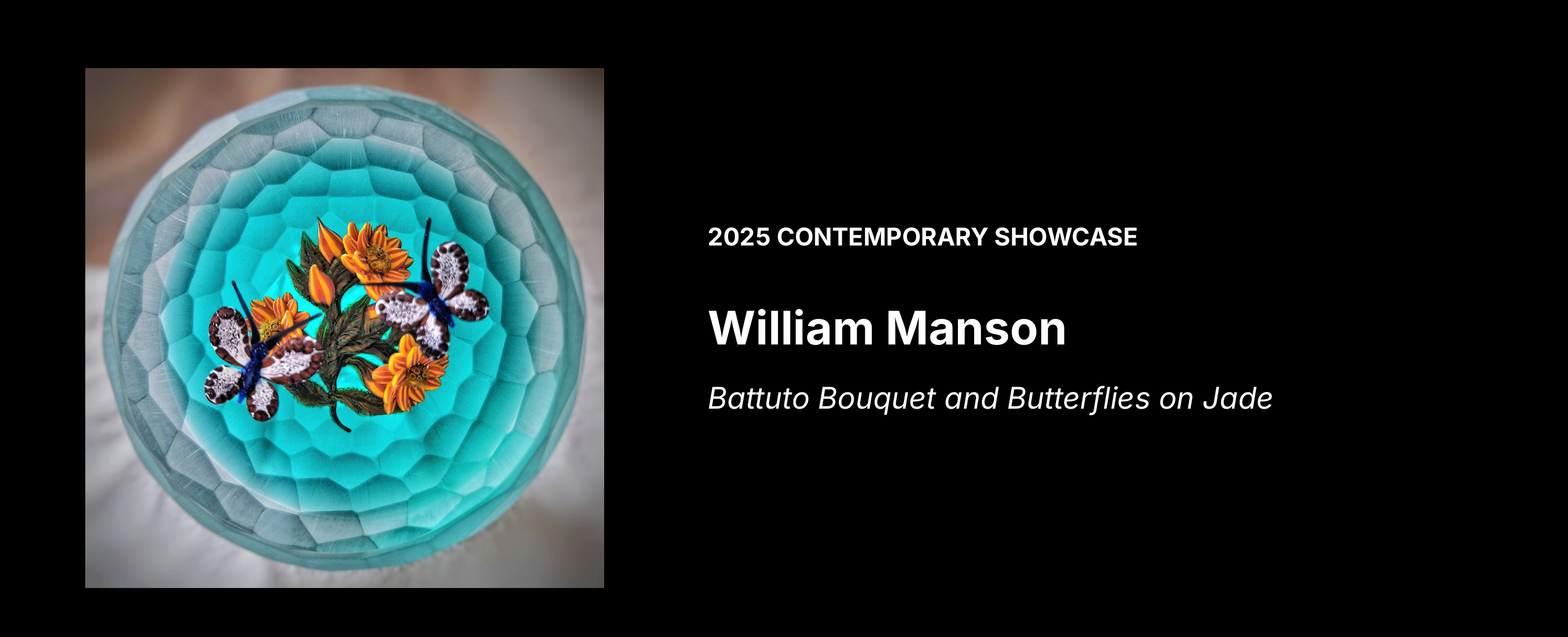William Manson — Battuto Bouquet and Butterflies on Jade