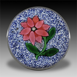 New England Glass Company pink poinsettia on blue and white jasper ground